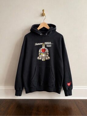 HUMAN MADE NIGO Black Robot Graphic Pullover Hoodie Cotton Fleece XXL XX28CS004